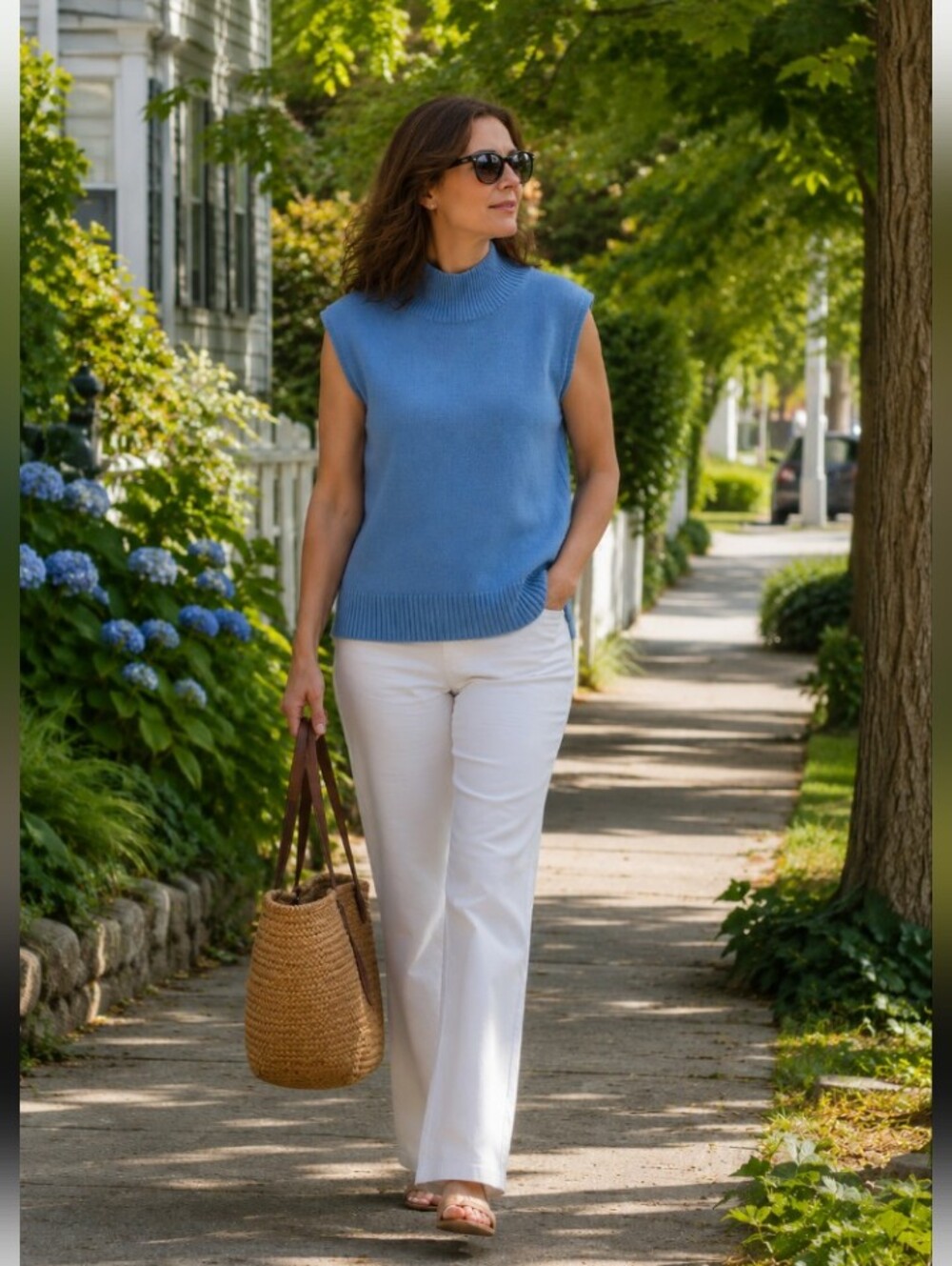 Privé Cornflower Blue Cashmere Sleeveless Sweater- Size S - New Without Tag